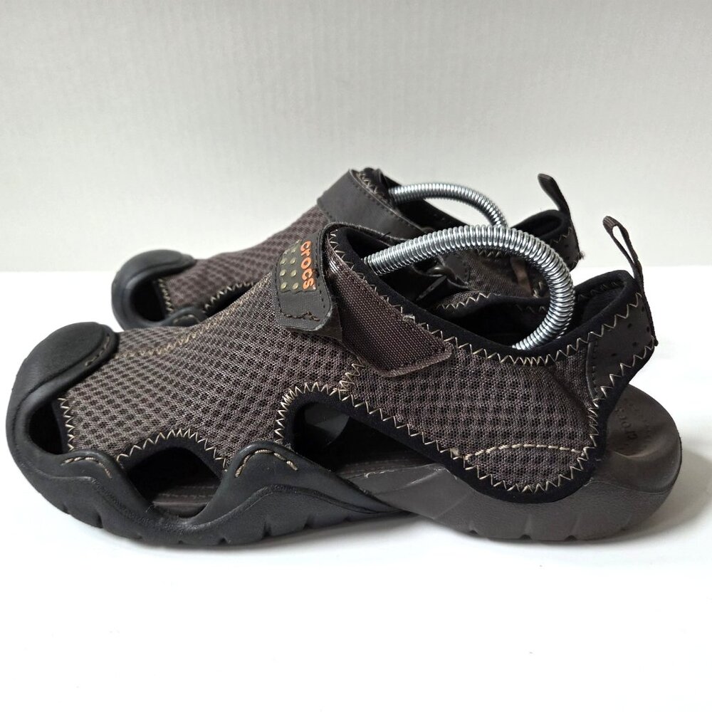 Crocs Shoes Mens 11 Brown Swiftwater Outdoor Comfort Strap Fishing Sandals